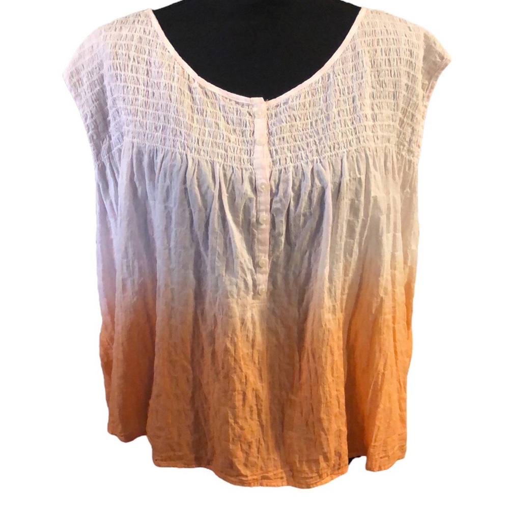 WE THE FREE FREE PEOPLE SMOCKED OVERSIZED TOP PINK ORANGE SZ MED NEW WITH TAGS